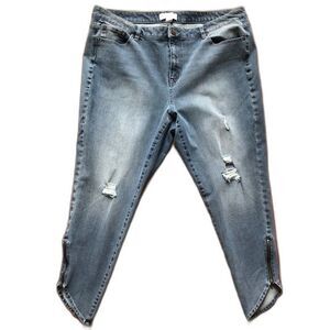 Lane Bryant Jeans Womens 20 Blue High Rise Skinny Ultimate Stretch Zipper Ankle